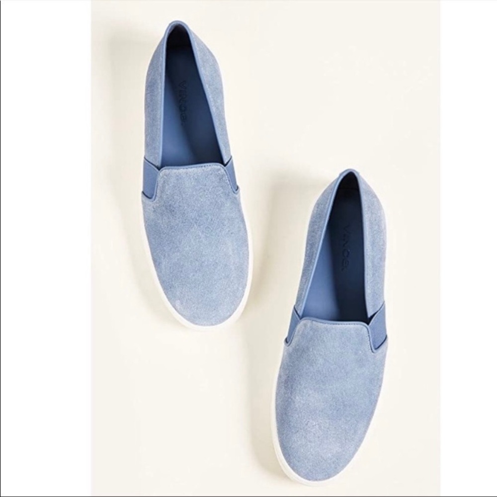 Vince Blair Suede Slip On Sneaker Flat Shoes Indigo Blue Leather 8.5 Low Top